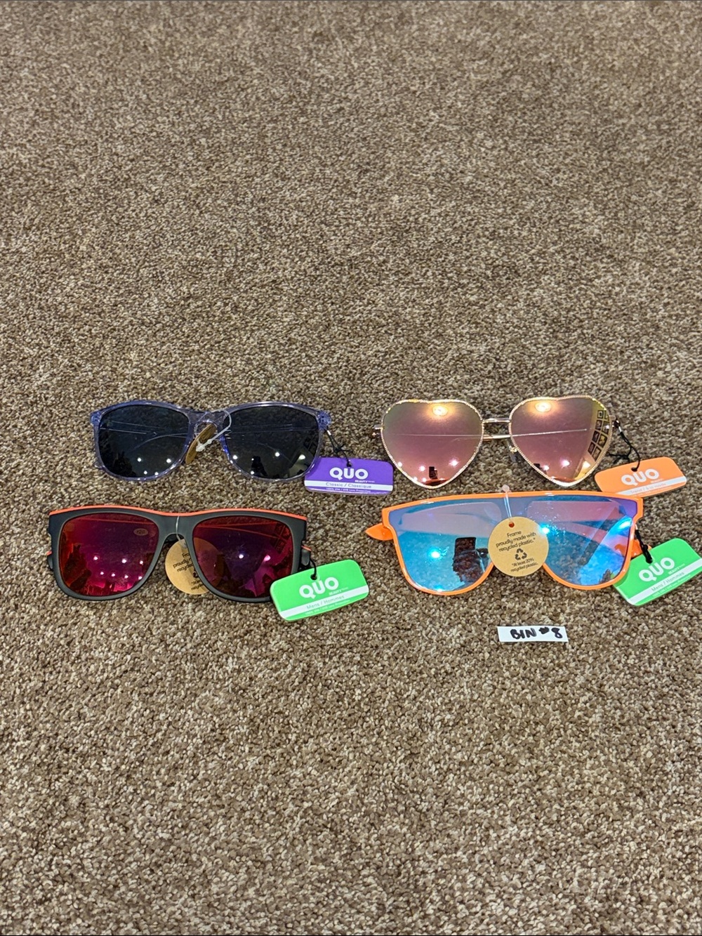 QUO Women's Sunglasses Set - Blue, Pink, Red, Orange Lenses